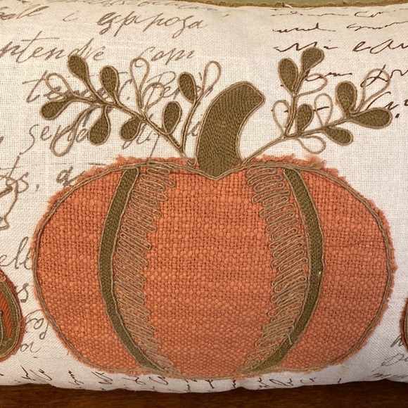 NWT FALL PUMPKIN PATCH TRIO PILLOW w/ Burlap Patch Details 14 X 24 - Picture 3 of 9